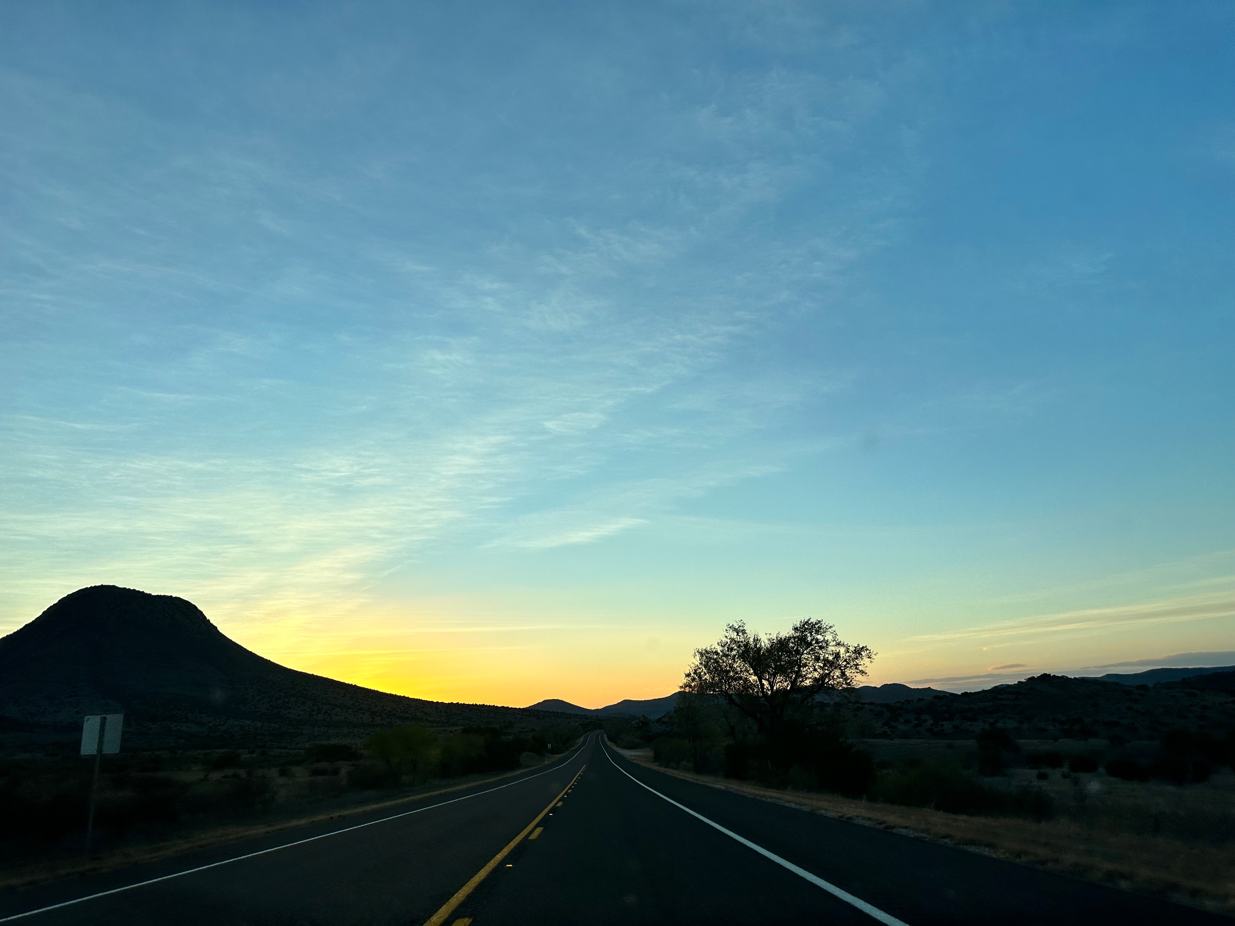 Sunset on the road to Marfa